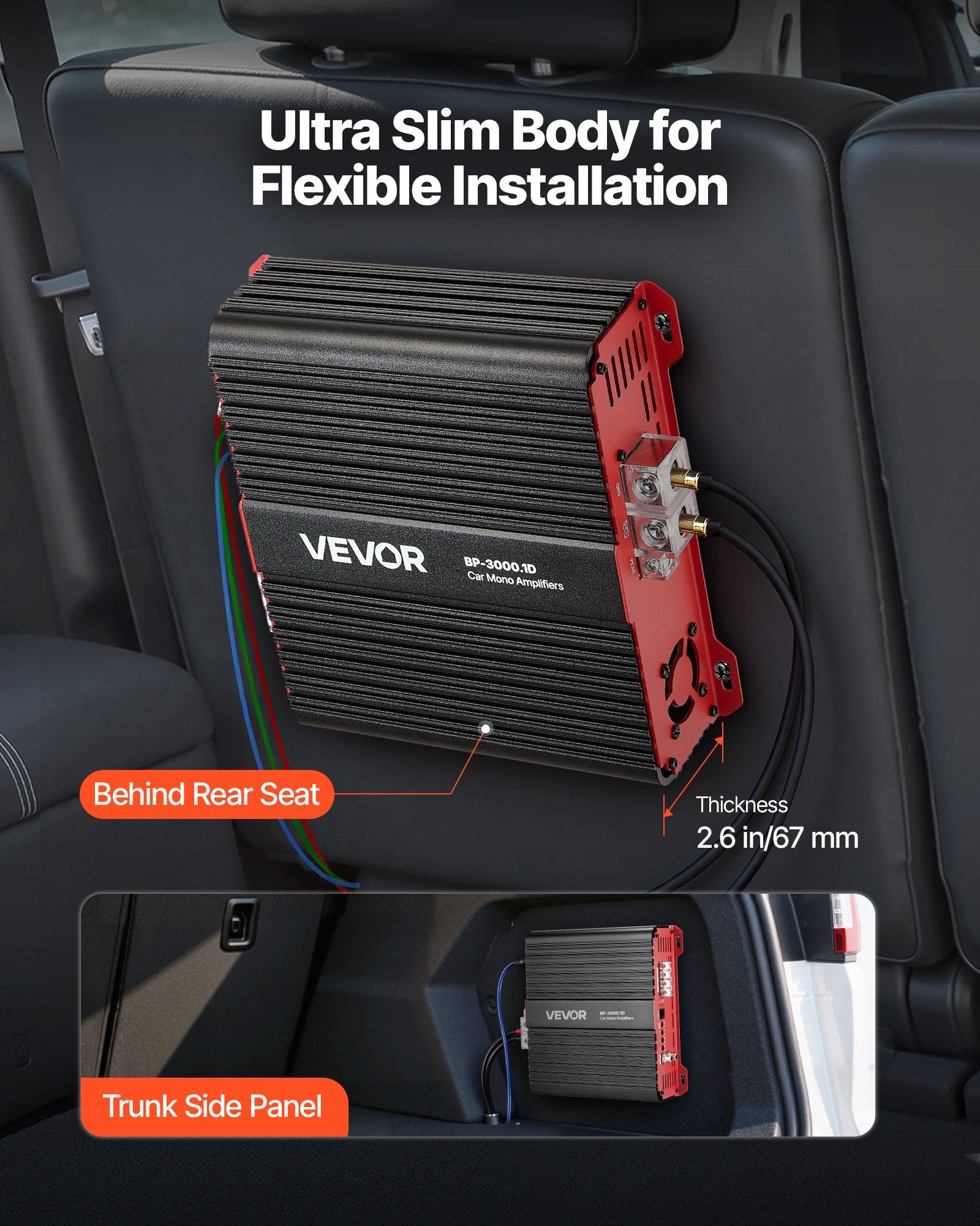Automobilinis vieno kanalo stiprintuvas VEVOR BP-3000.1D, 3000W RMS