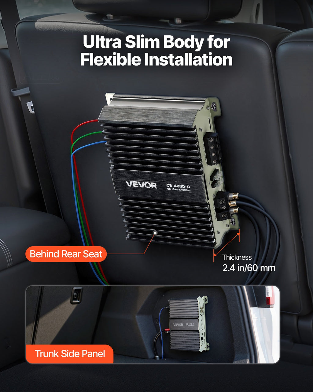 Automobilinis vieno kanalo stiprintuvas VEVOR CB-400D-C, 400W RMS