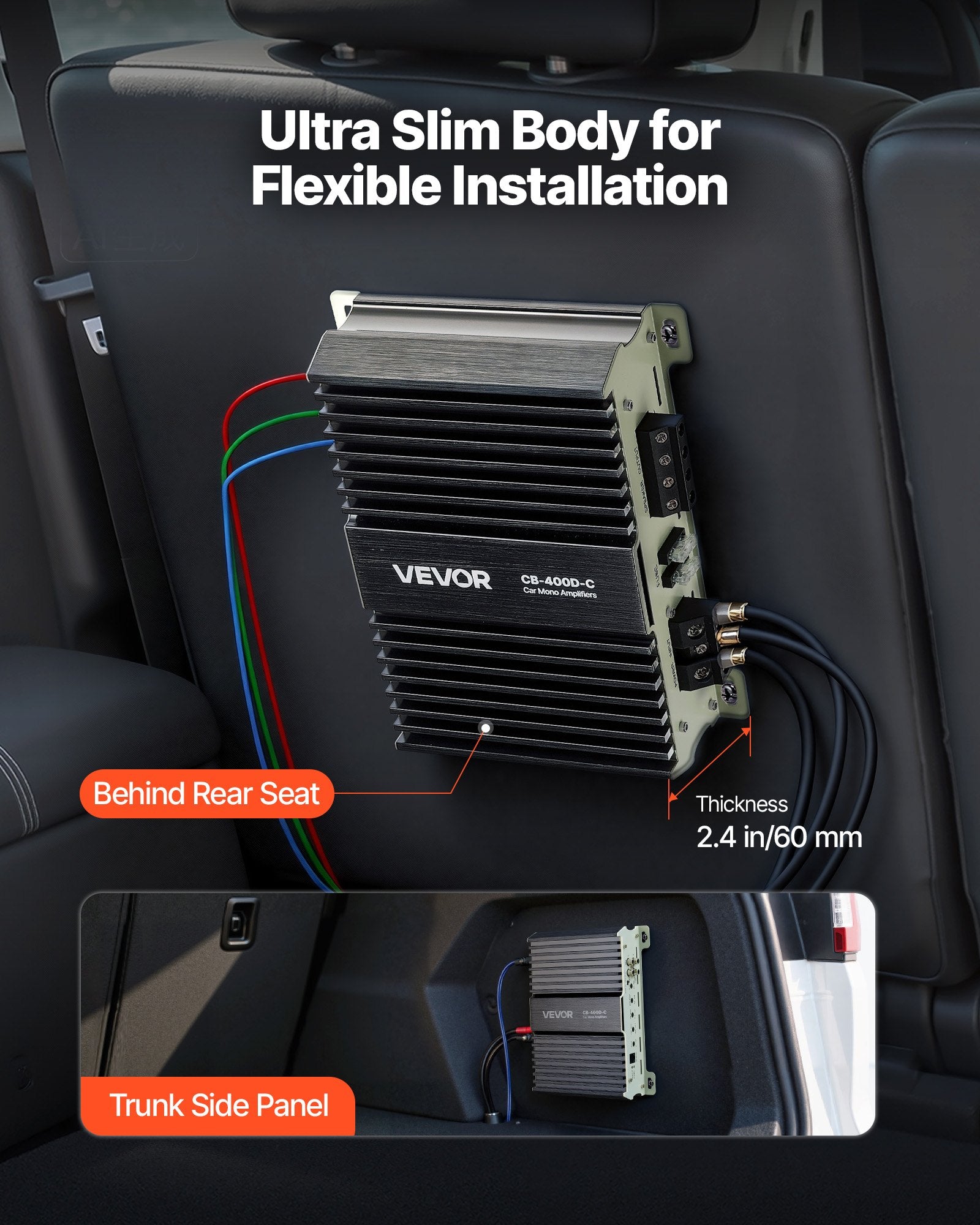 Automobilinis vieno kanalo stiprintuvas VEVOR CB-400D-C, 400W RMS