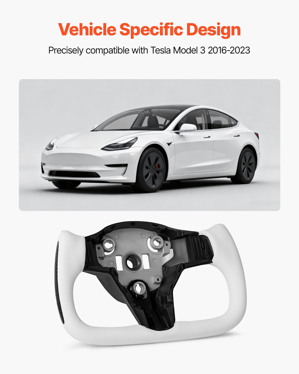 Vairas VEVOR Tesla Model 3 (2016-2023), anglies pluošto su šildymo funkcija