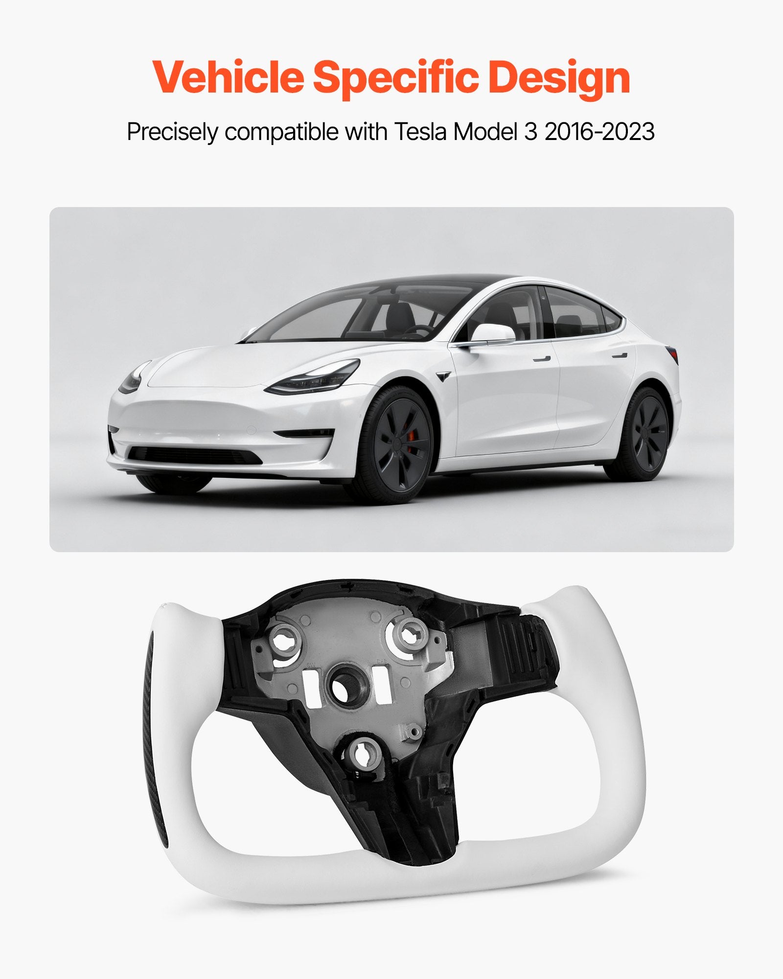 Vairas VEVOR Tesla Model 3 (2016-2023), anglies pluošto su šildymo funkcija