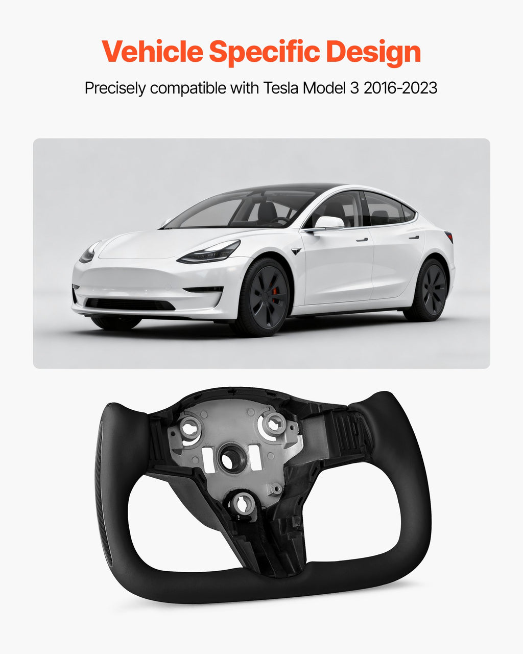 Vairas VEVOR Tesla Model 3 (2016-2023), anglies pluoštas su šildymo funkcija