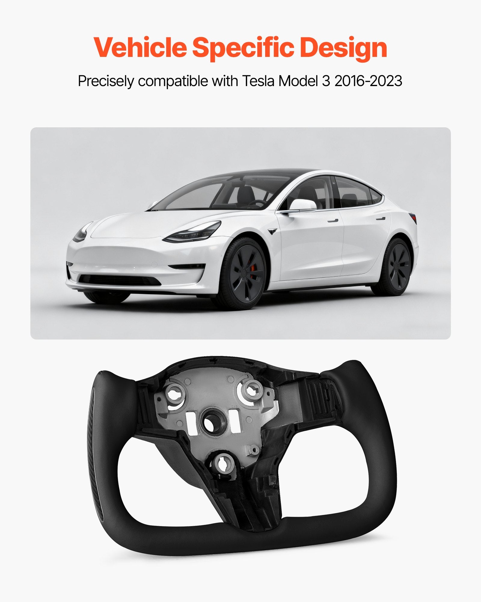 Vairas VEVOR Tesla Model 3 (2016-2023), anglies pluoštas su šildymo funkcija