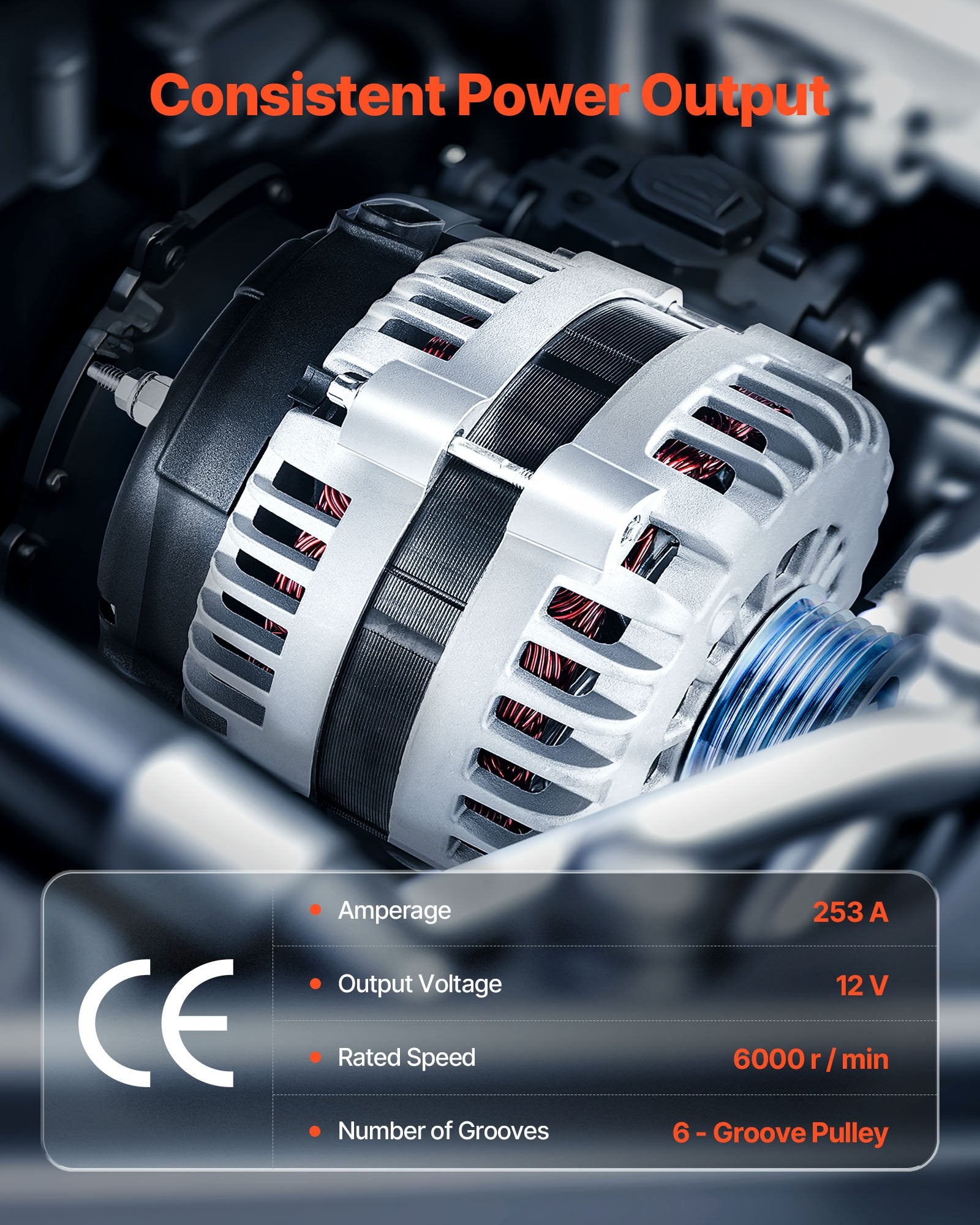 Automobilinis generatorius VEVOR 10464443, 12V