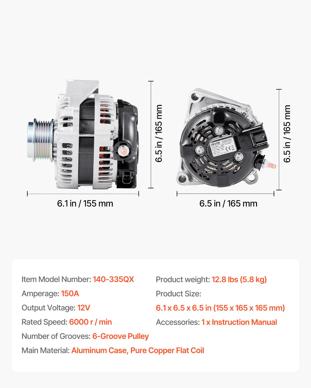 Automobilio generatorius VEVOR 84143543, 12V