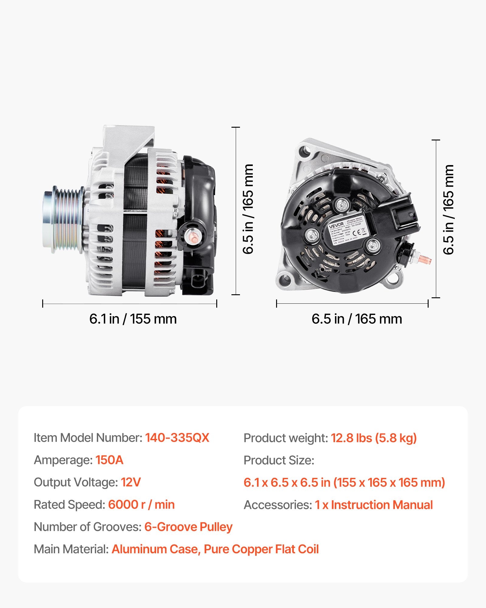 Automobilio generatorius VEVOR 84143543, 12V