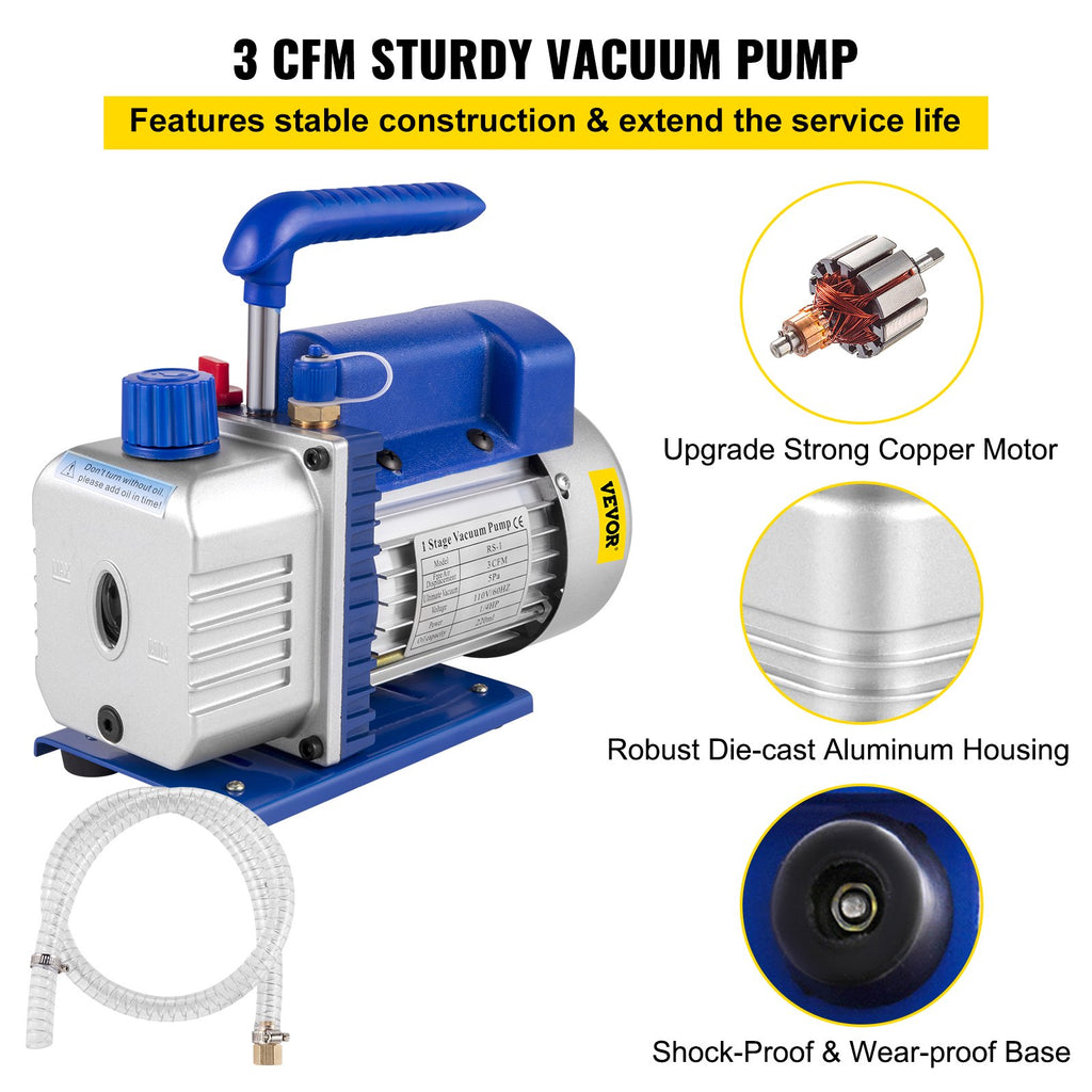 Vakuuminė kamera su siurbliu Vevor 5,7 L, 186 W