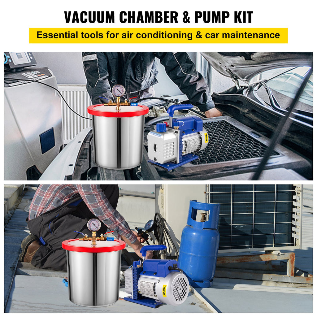 Vakuuminis siurblys su kamera VEVOR 3 CFM 1/4HP, 12 l talpa