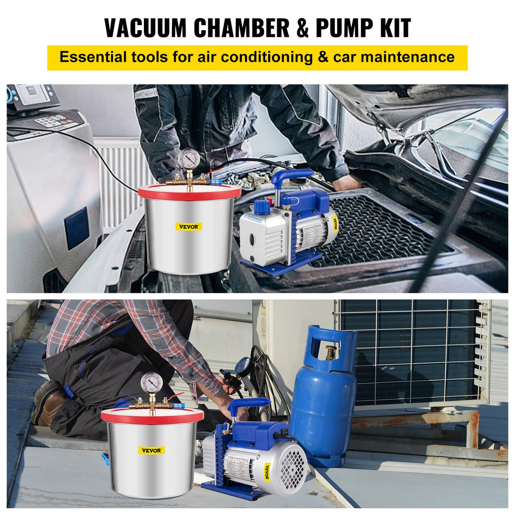Vakuuminė kamera su siurbliu VEVOR RS-1.5, 7,6 l, 113 l/min
