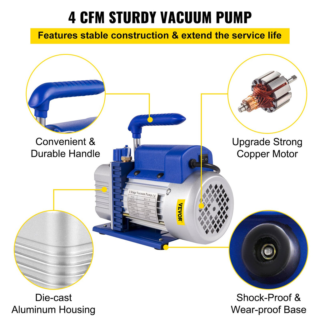 Vakuuminė kamera su siurbliu VEVOR RS-1.5, 7,6 l, 113 l/min
