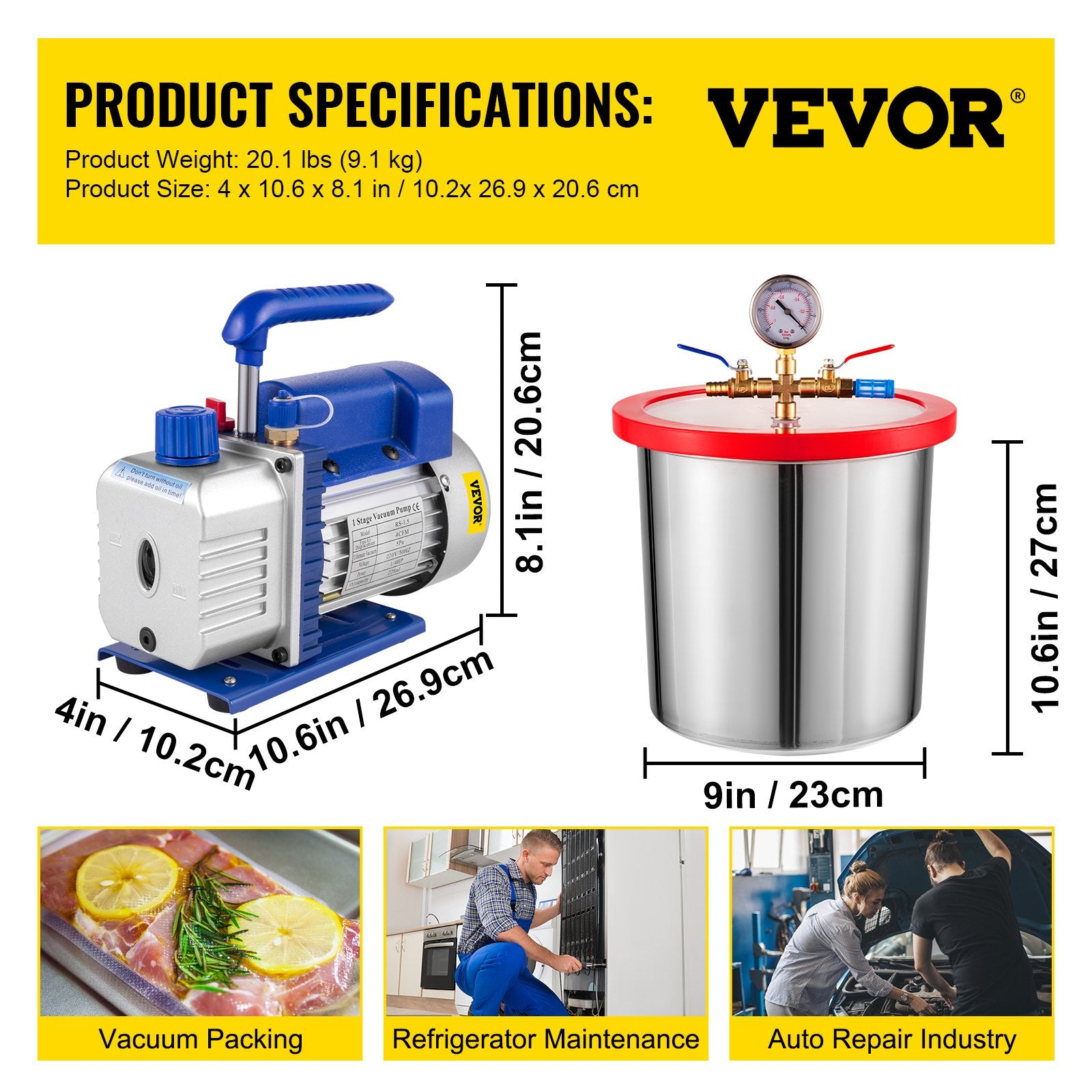 Vakuuminis siurblys su kamera Vevor 11 L, 117 l/min