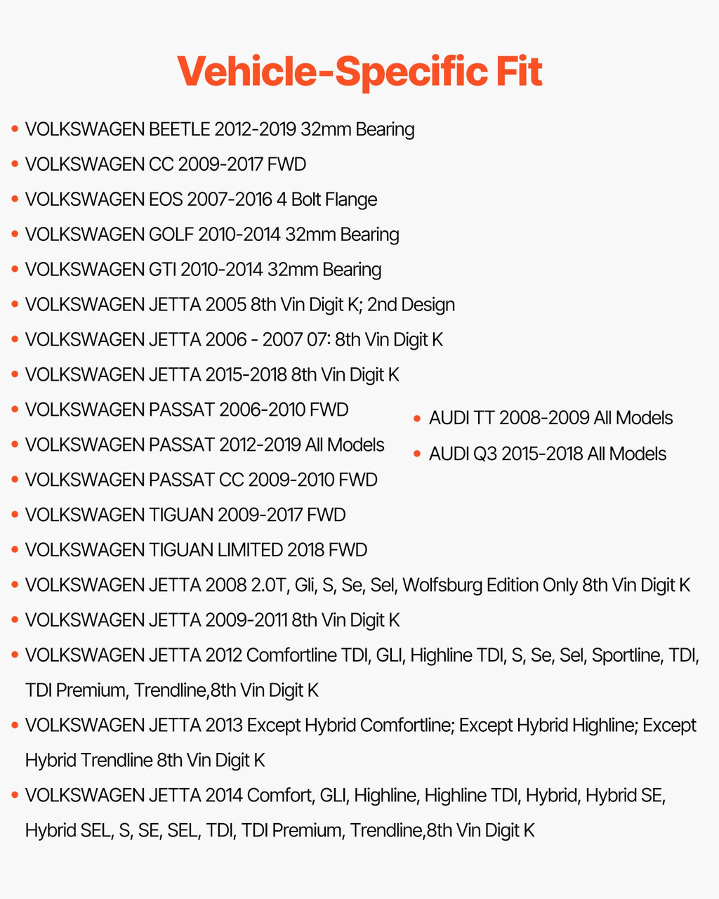 Priekinių ratų guolių ir stebulių komplektas VEVOR QAT-3027, 2 vnt.