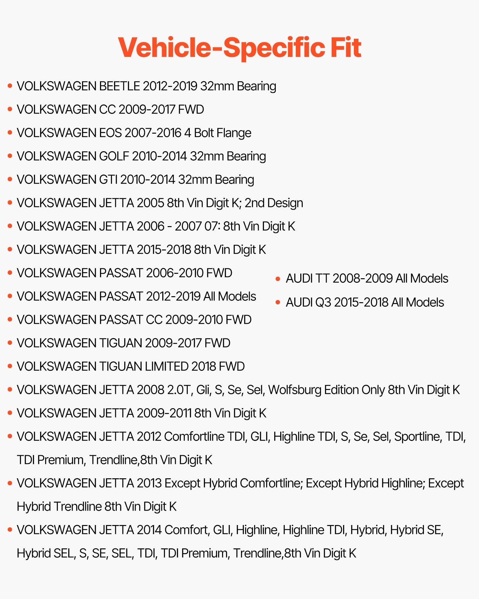 Priekinių ratų guolių ir stebulių komplektas VEVOR QAT-3027, 2 vnt.