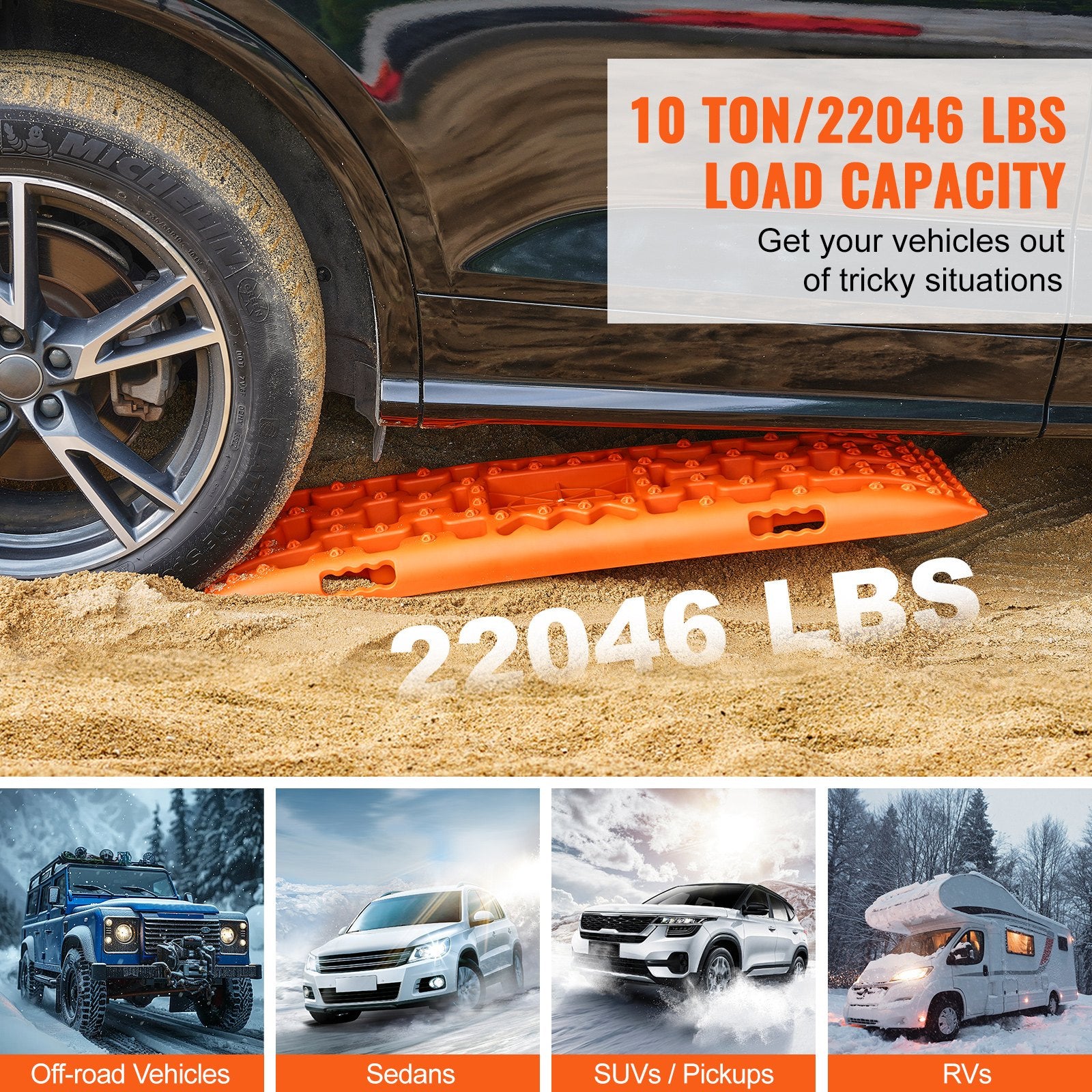 Automobilių pravažumo lentos VEVOR TS503-FJ, 10 tonų apkrova