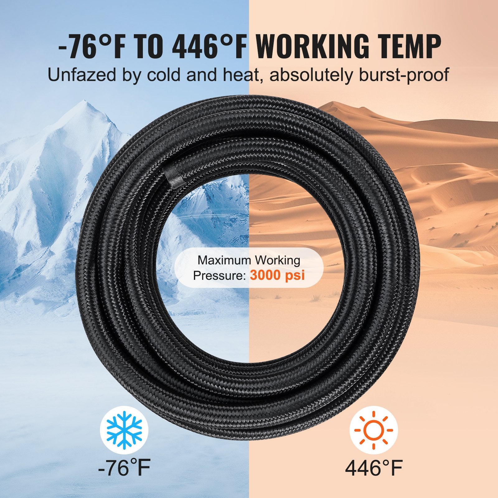 Kuro žarnų komplektas VEVOR PTFE-6AN-25ft, 7,62 m