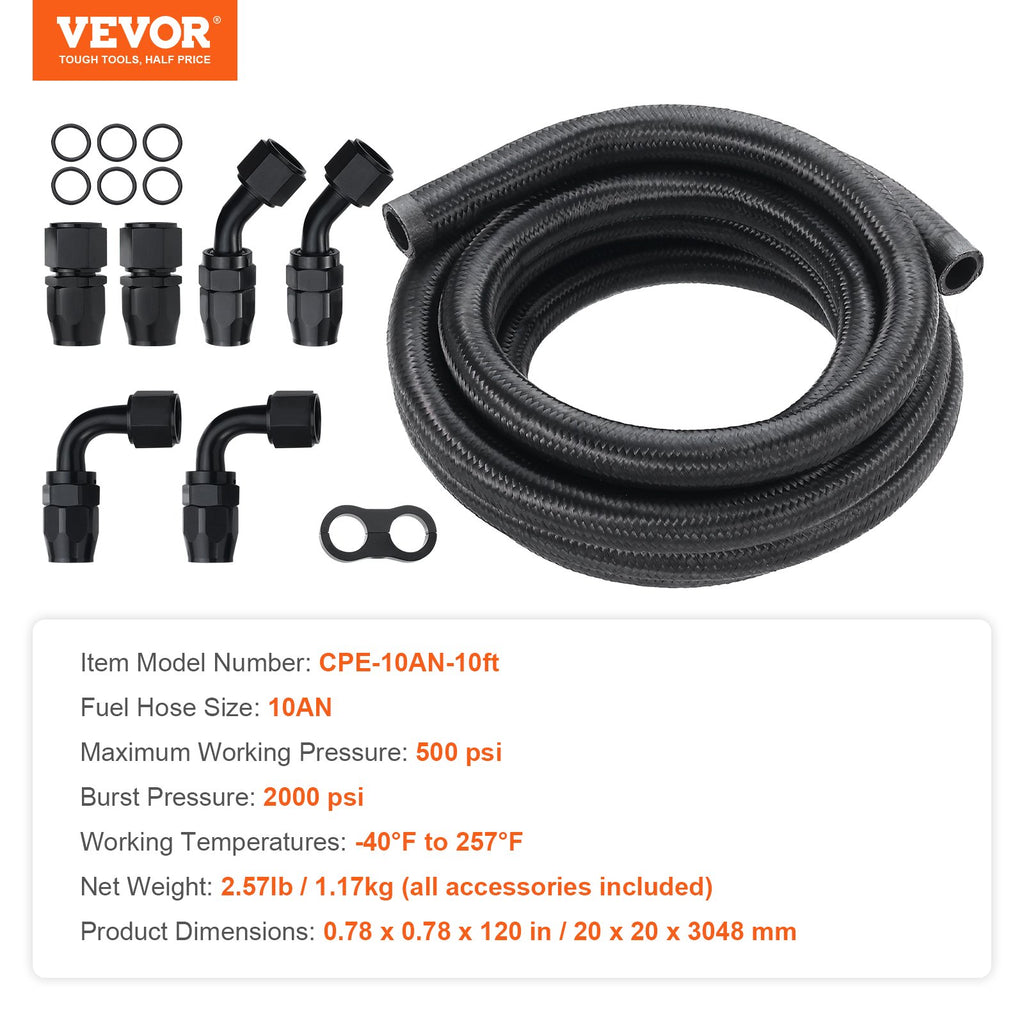 Kuro žarnų komplektas VEVOR CPE-10AN-10ft, 10AN, 3 m