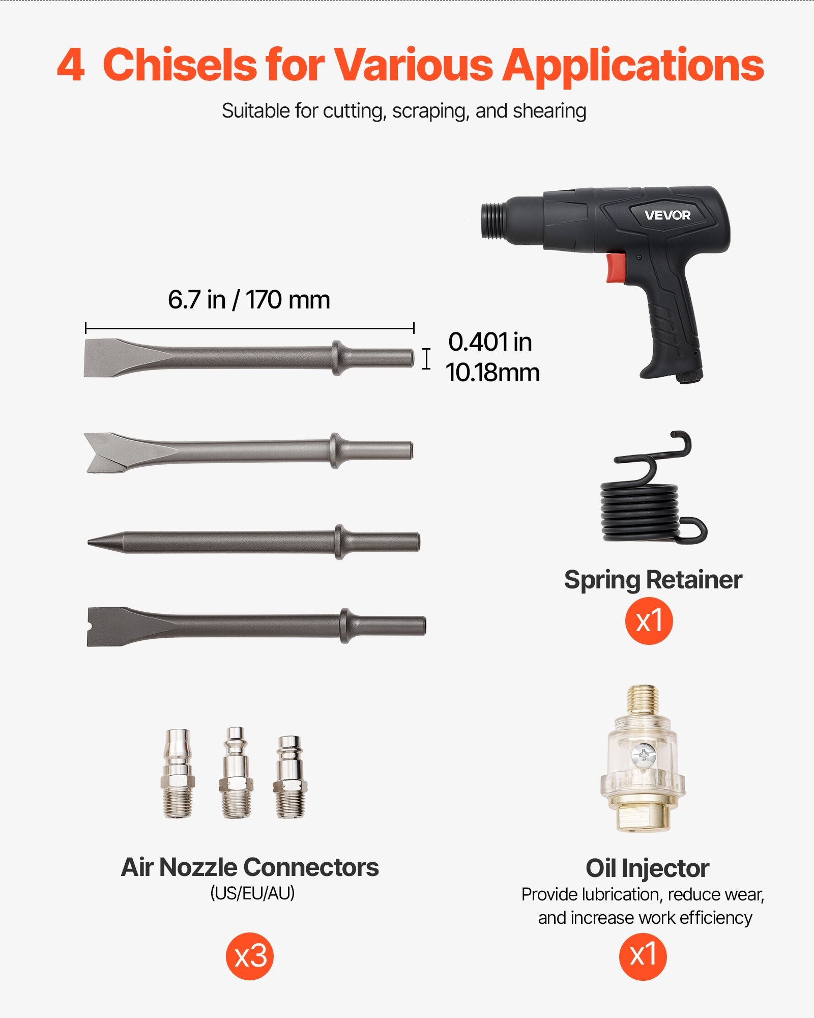 Pneumatinis plaktukas VEVOR WFH-1240, 2500-2700 dūžių/min