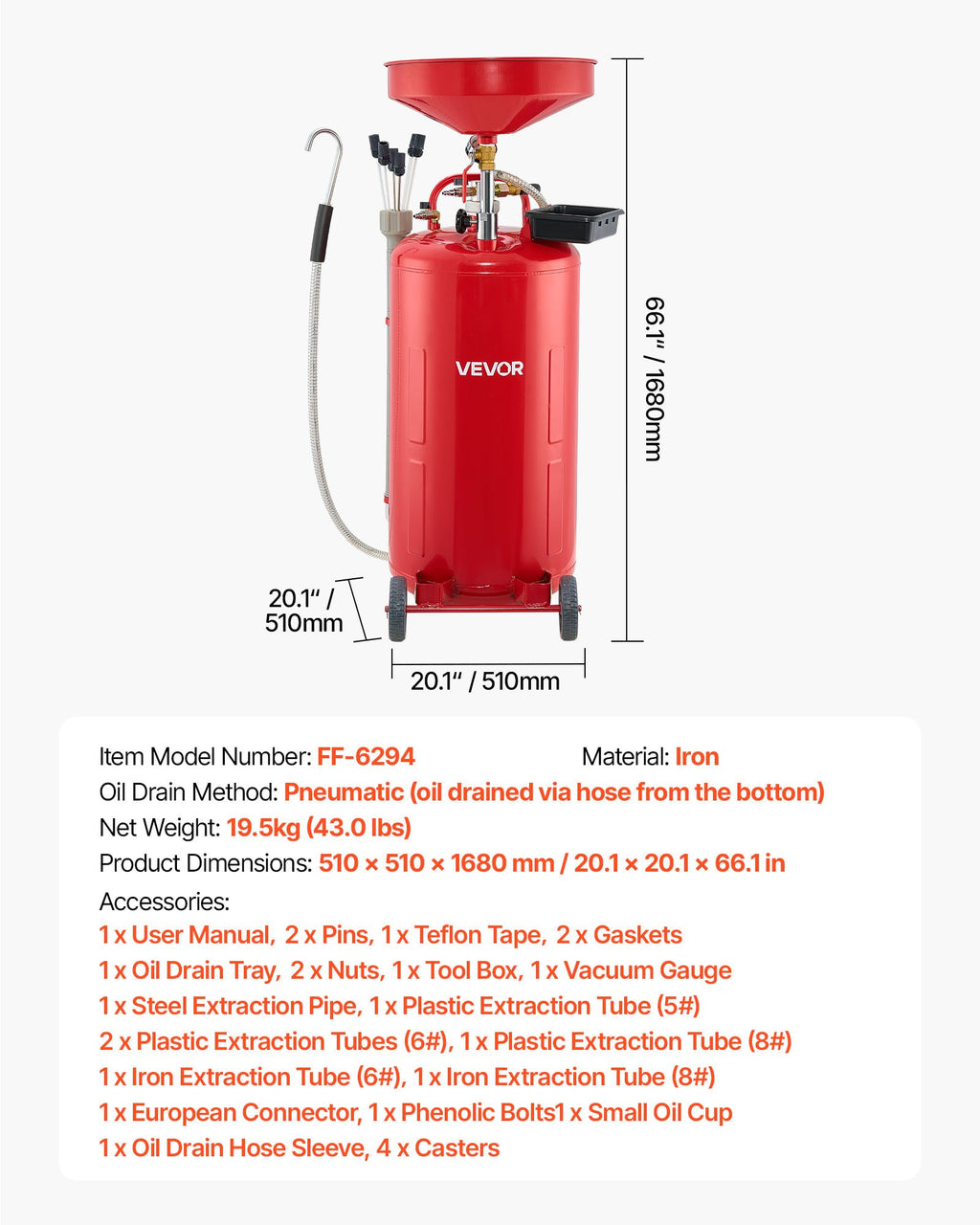 Alyvos surinkimo talpa VEVOR FF-6294, 79,5 l