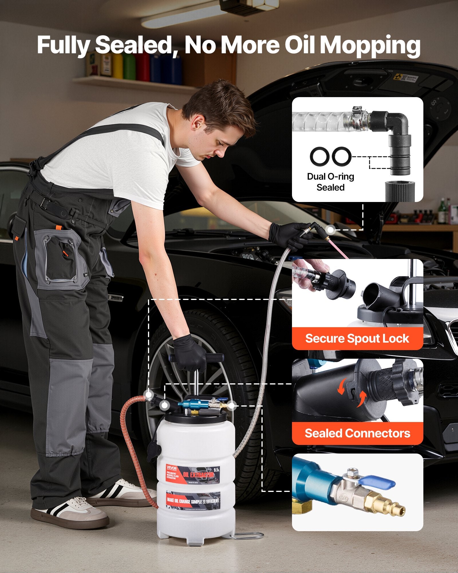 Skysčių išsiurbimo siurblys VEVOR YS-087C, 9,5 l talpa