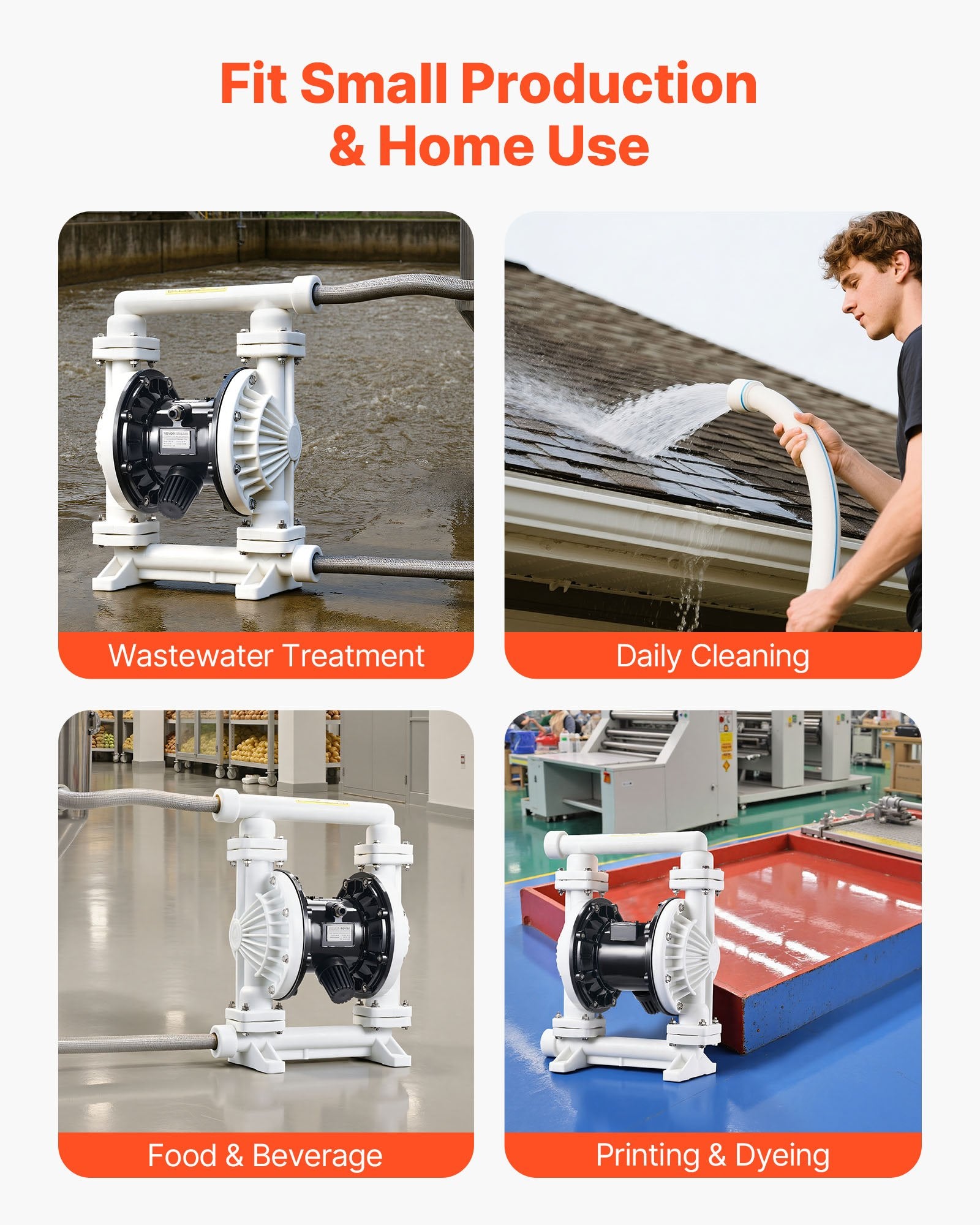 Pneumatinis dvigubos membranos siurblys VEVOR QBK-25, 95 l/min