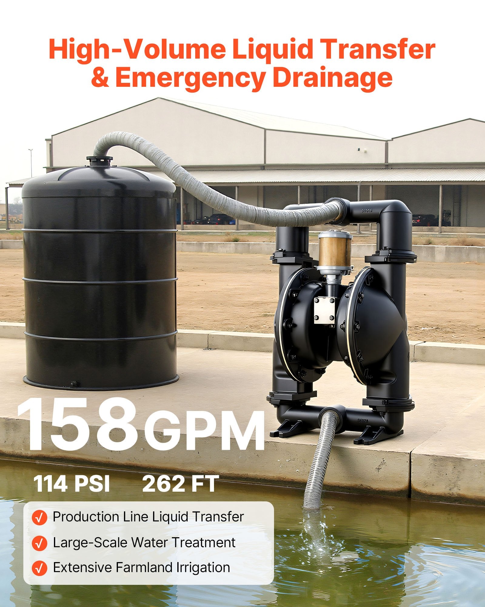 Pneumatinis dvigubos membranos siurblys VEVOR QBY4-50, 598 l/min