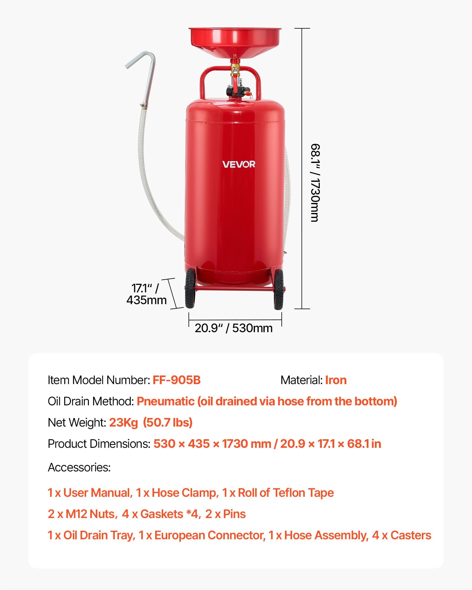 Alyvos surinkimo talpa VEVOR FF-905B, 95 l