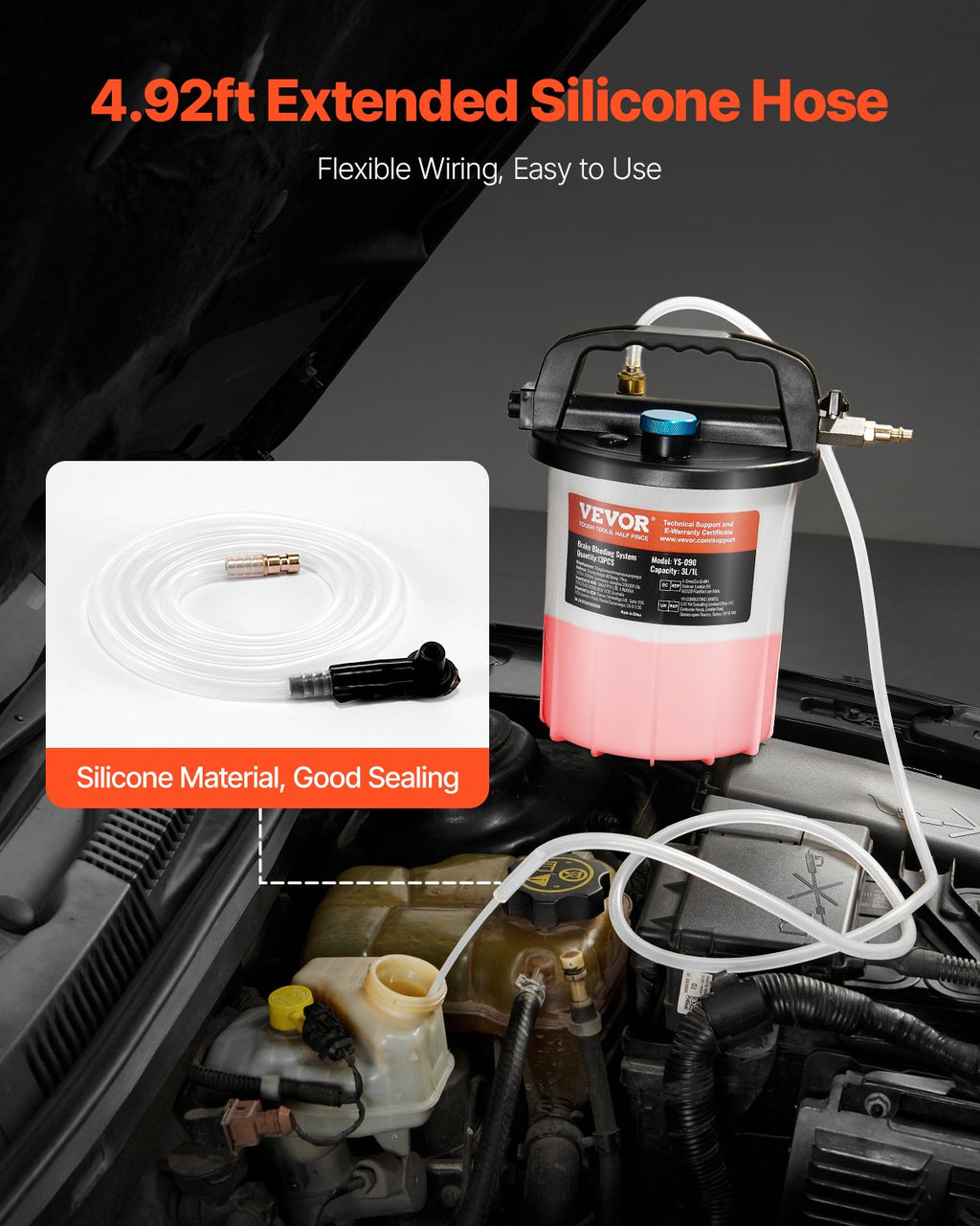 Stabdžių skysčio keitimo įrenginys VEVOR YS-090, 3 l talpa