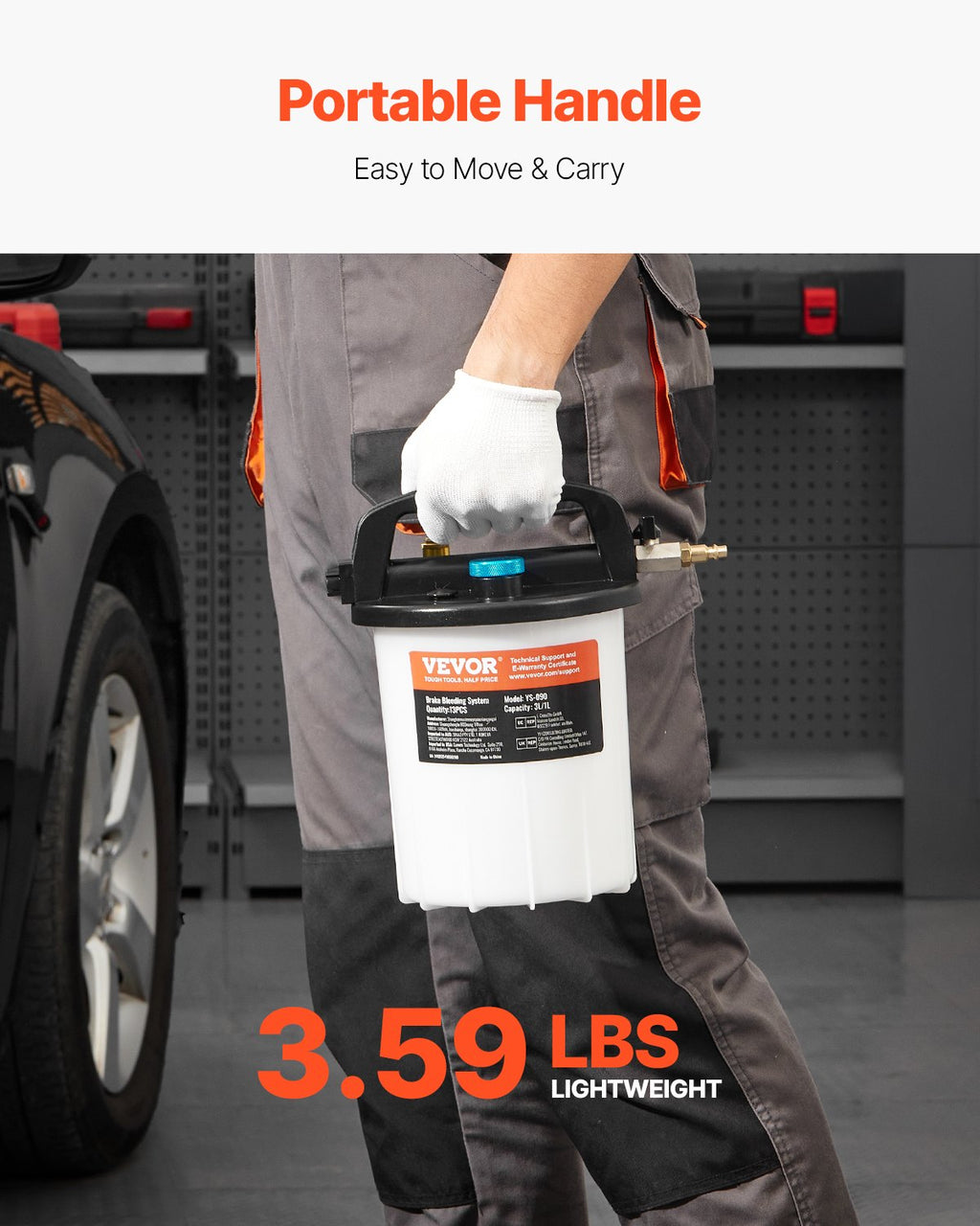 Stabdžių skysčio keitimo įrenginys VEVOR YS-090, 3 l talpa
