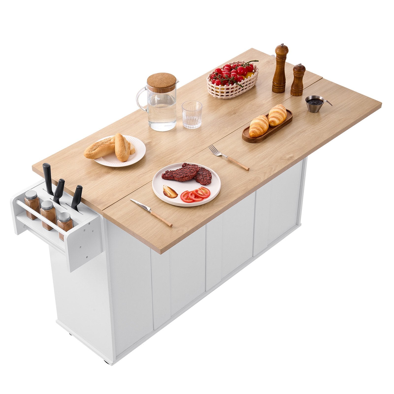 Virtuvės sala su ratukais VEVOR YS252253ss, 153 cm pločio