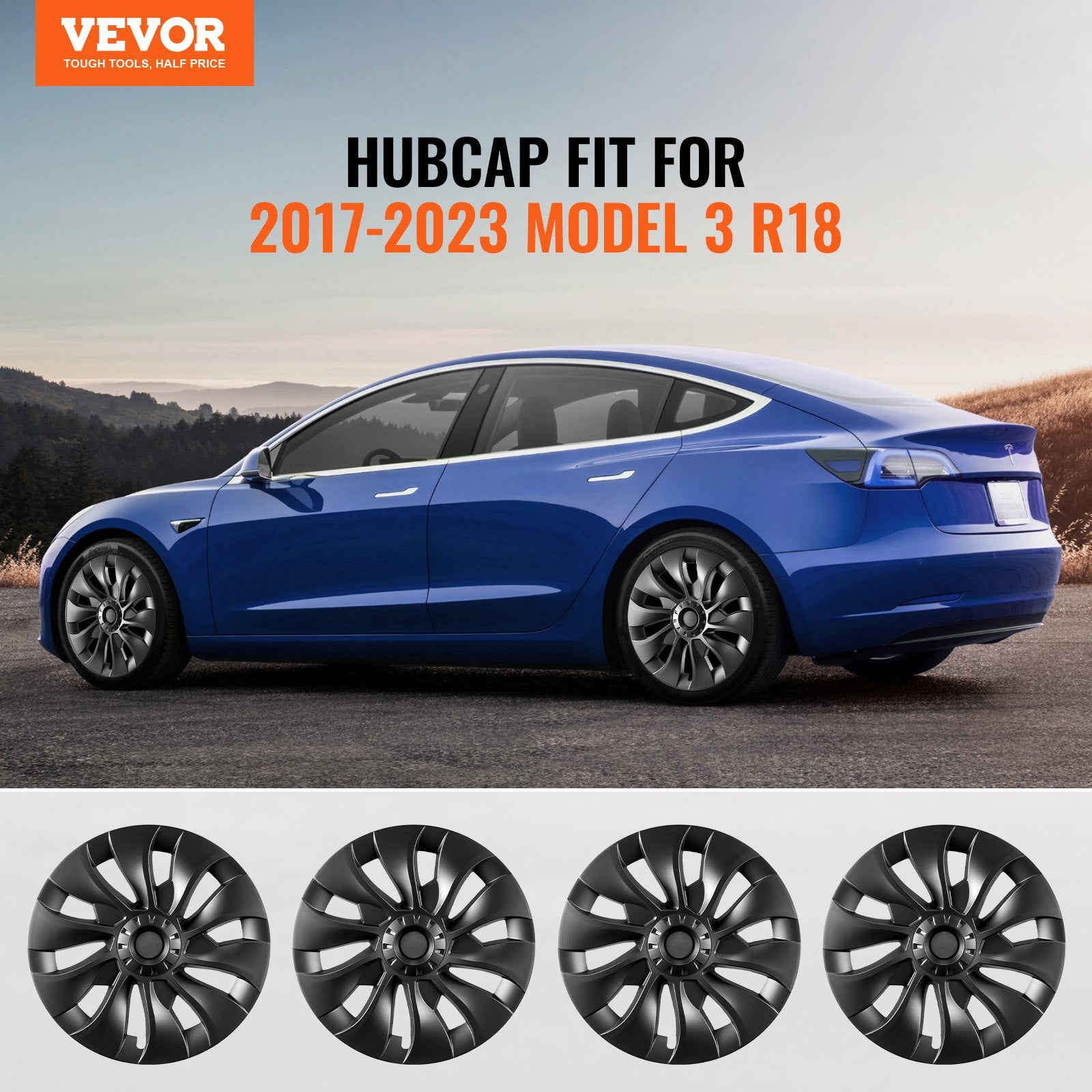 Ratlankių gaubtai VEVOR Tesla Model 3 (2017-2023), 18 colių