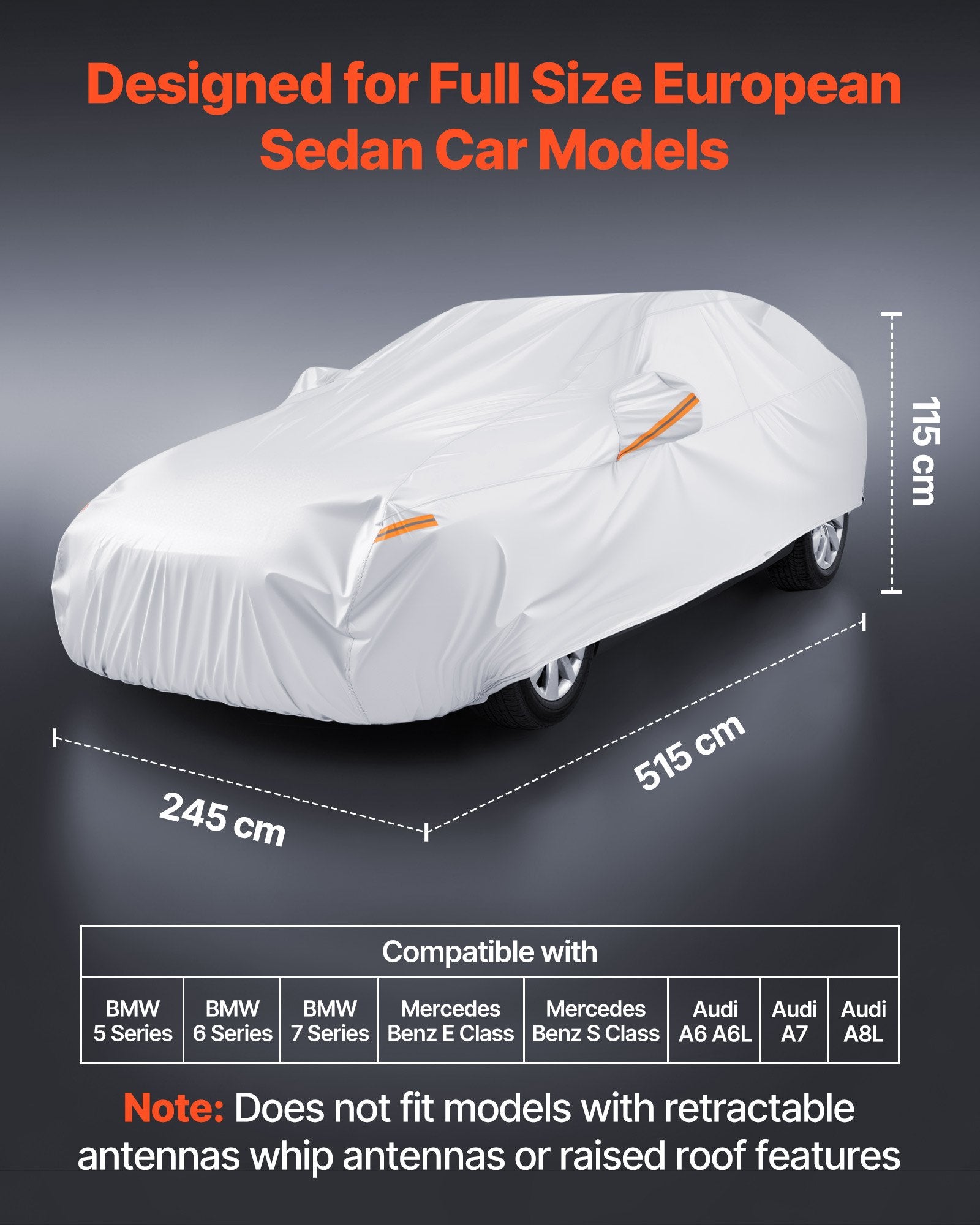 Automobilio uždangalas VEVOR SXYLMCYJCDA, 515x245x115 cm