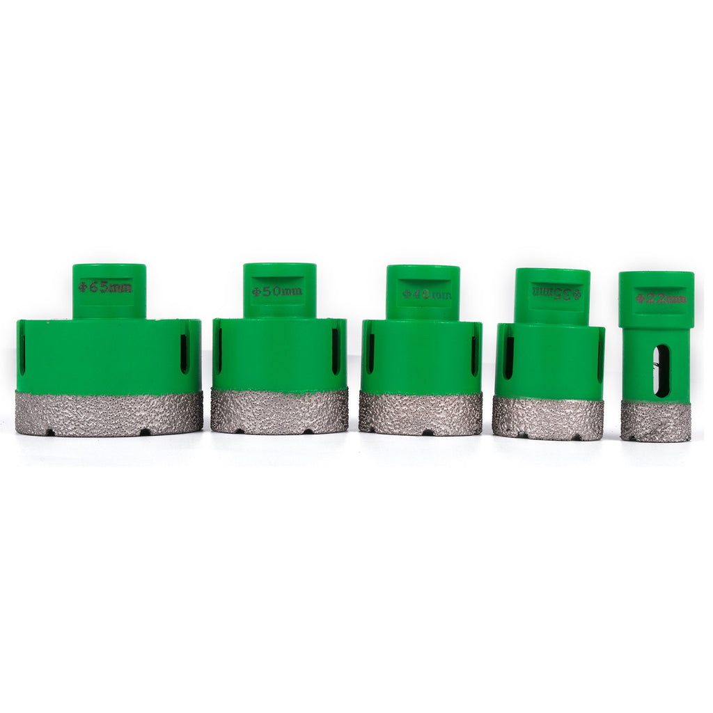 Deimantinių karūninių grąžtų rinkinys VEVOR 5 vnt., 22-65 mm, M14