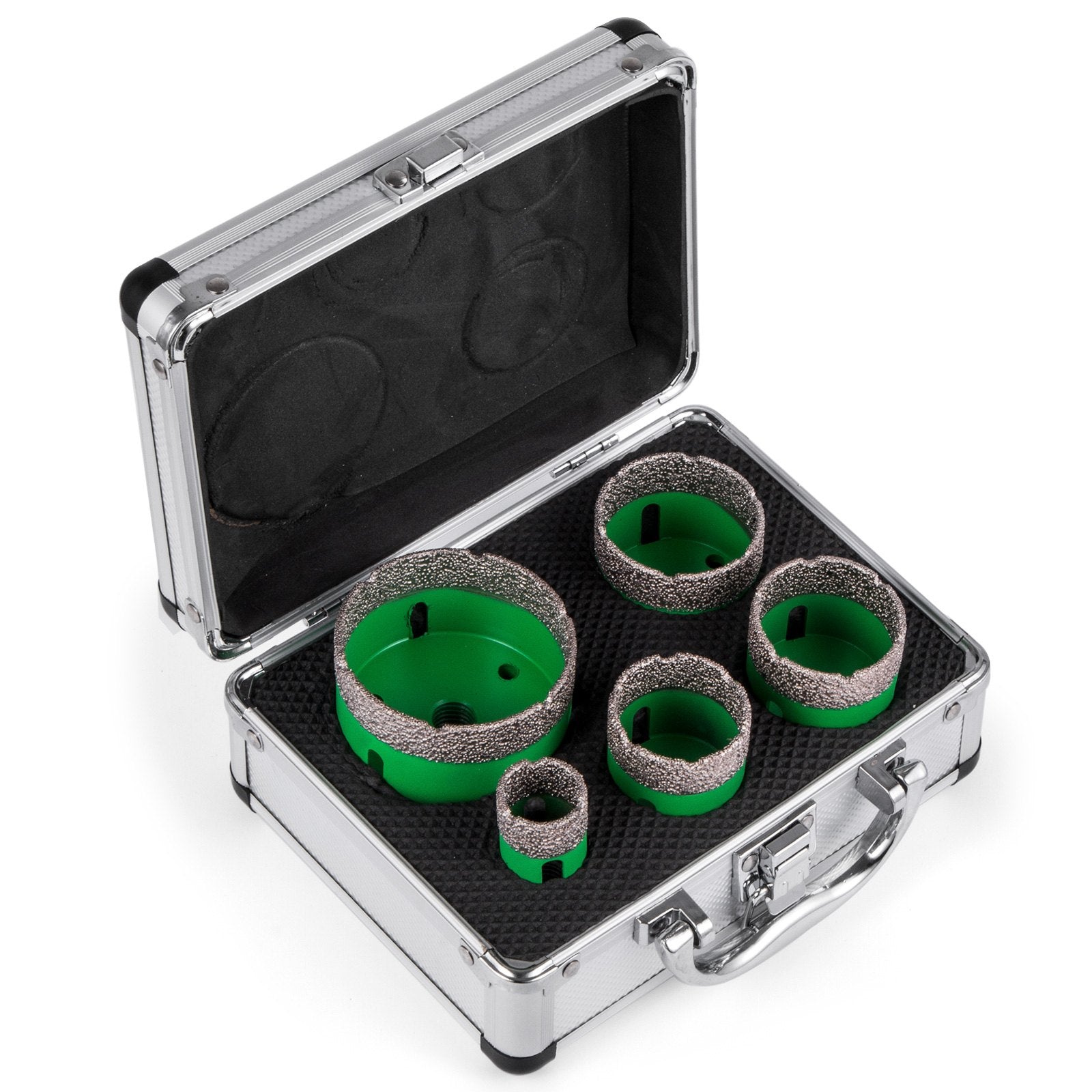 Deimantinių karūninių grąžtų rinkinys VEVOR 5 vnt., 22-65 mm, M14