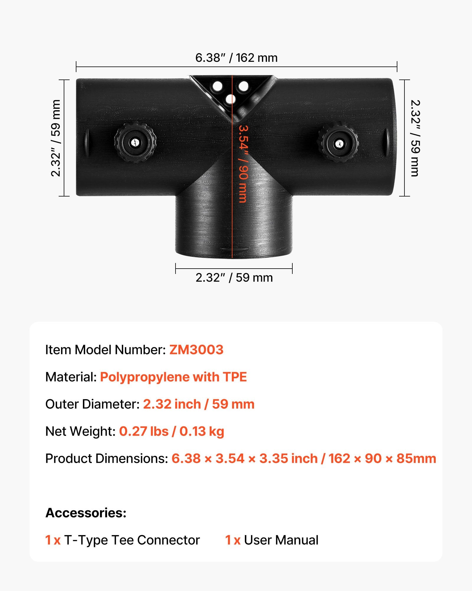 Dyzelinio šildytuvo ortakių jungtis VEVOR ZM3003, 59 mm