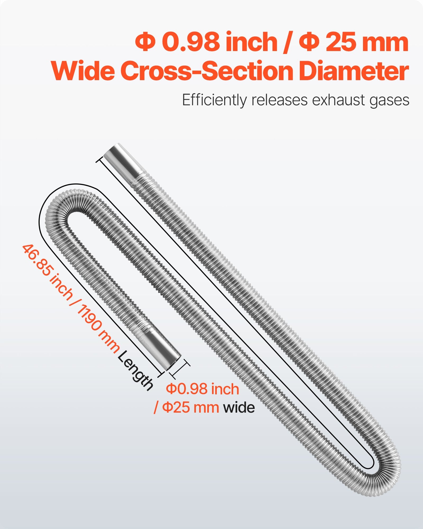 Dyzelinio šildytuvo išmetimo žarna VEVOR 25120PQ, 1200 mm