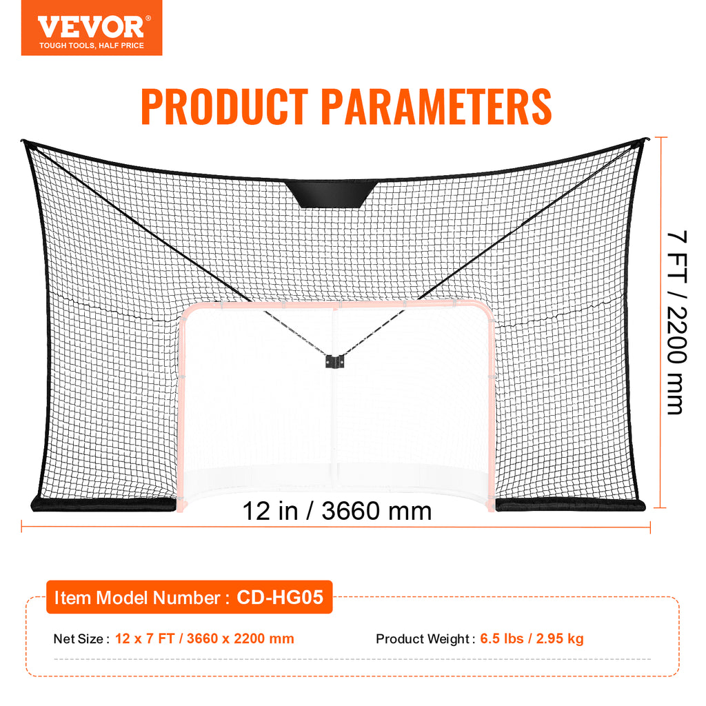 Ledo ritulio vartų apsauginis tinklas VEVOR CD-HG05, 3,7x2,1 m