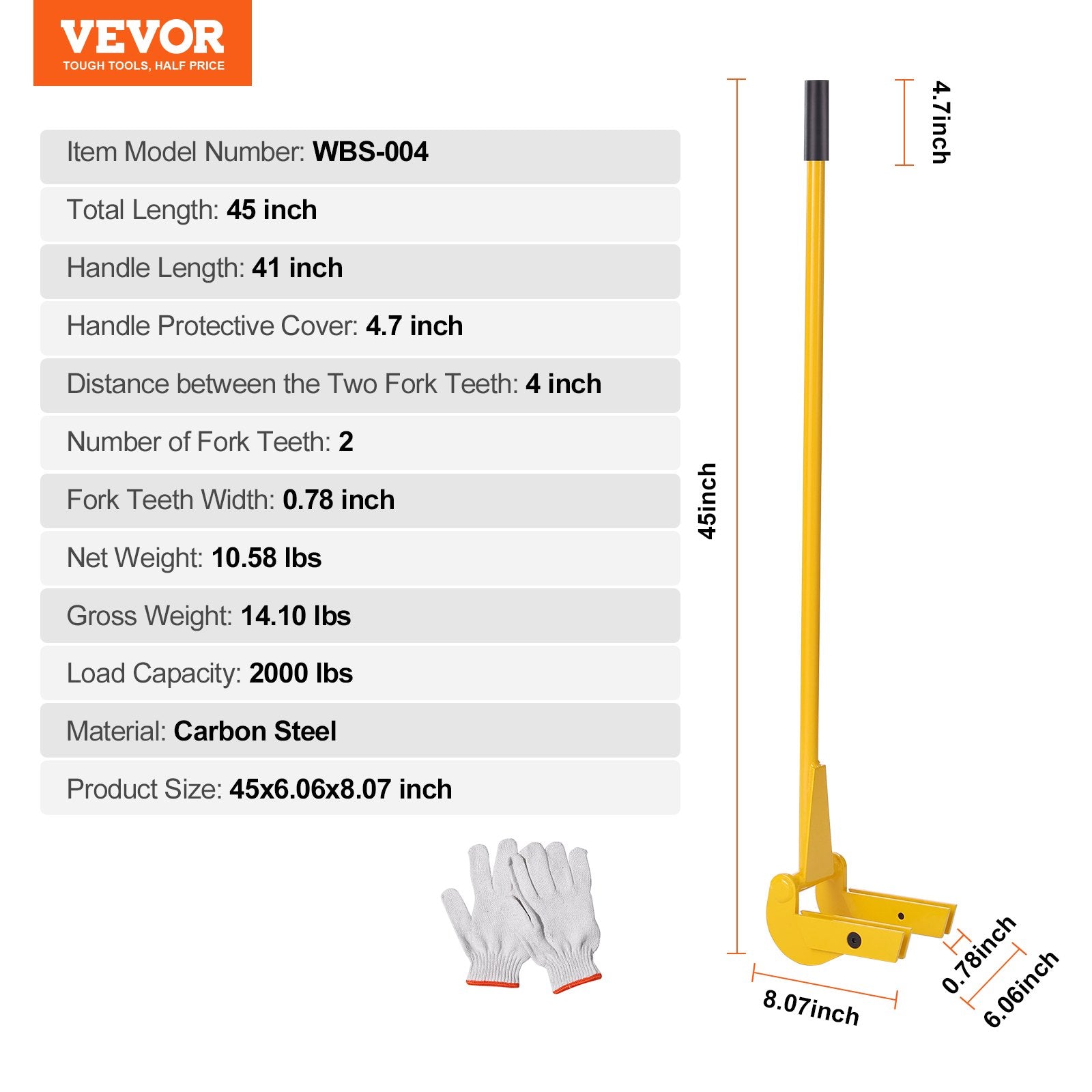 Palečių ardymo įrankis VEVOR WBS-004, 907 kg keliamoji galia