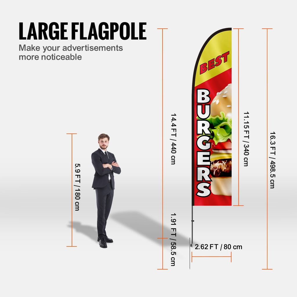 Reklaminė vėliava-plunksna VEVOR FLB-4.5-1C, 4,98 m aukščio