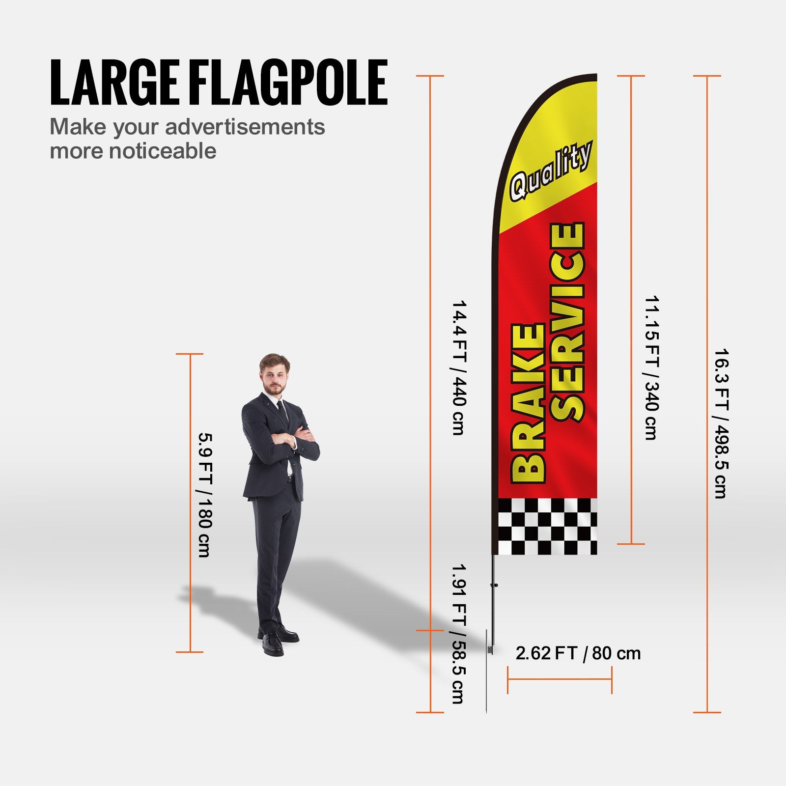 Reklaminės vėliavos VEVOR FLB-4.5-3B, 4 vnt. komplektas, 5 m aukščio