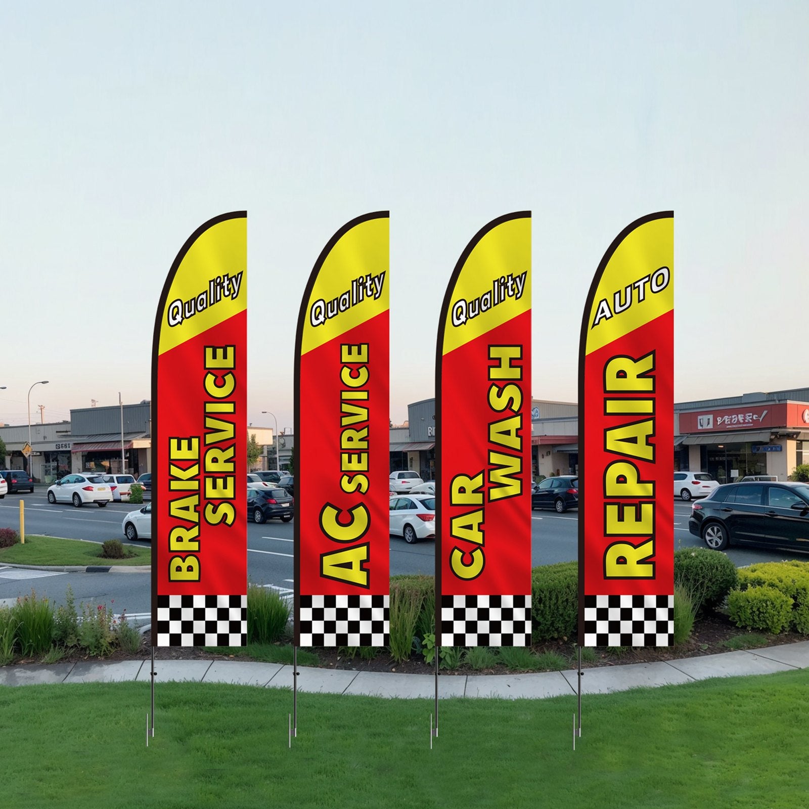 Reklaminės vėliavos VEVOR FLB-4.5-3B, 4 vnt. komplektas, 5 m aukščio