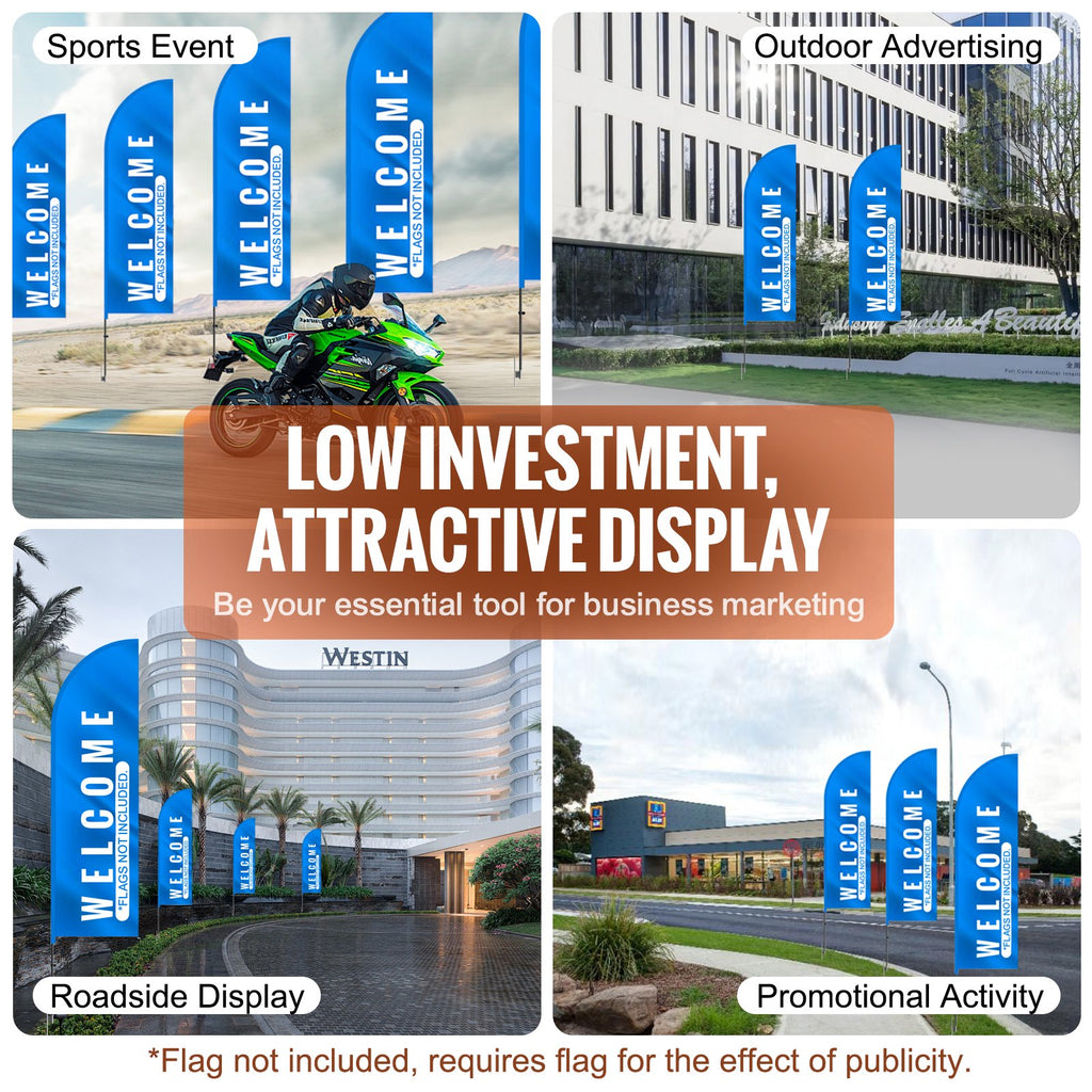 Reklaminės vėliavos stiebų rinkinys VEVOR FLB-3.4-2, 2 vnt., 3,88 m