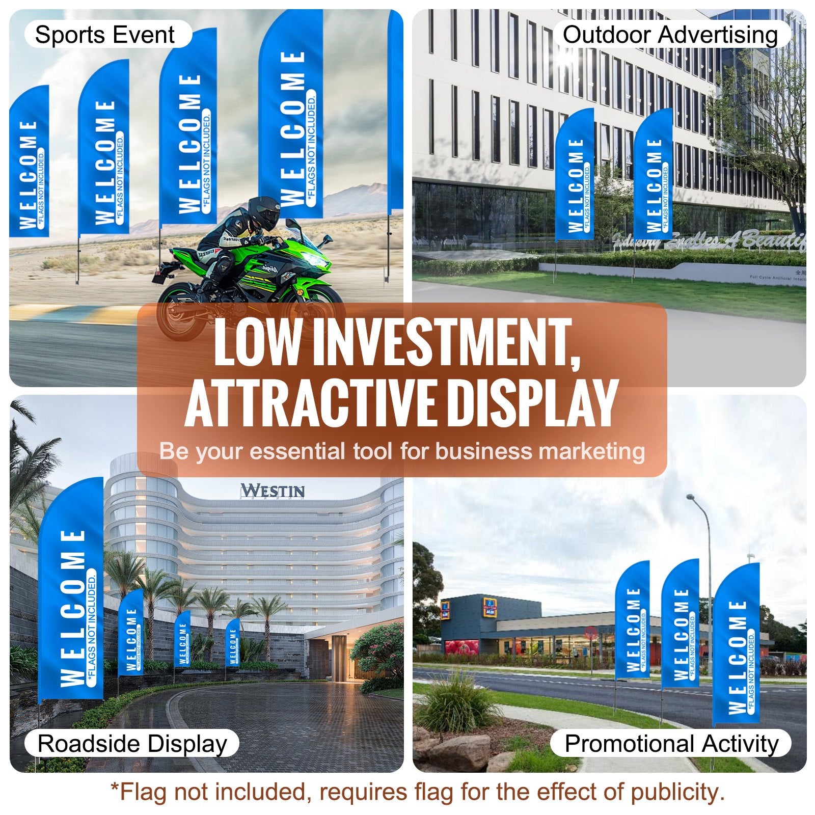 Reklaminės vėliavos stiebų rinkinys VEVOR FLB-3.4-2, 2 vnt., 3,88 m