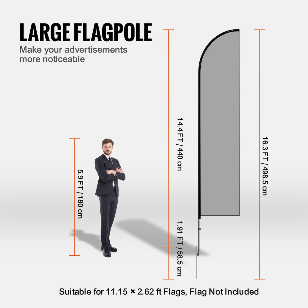 Reklaminės vėliavos stiebas VEVOR FLB-4.5-2, 4,98 m (2 vnt. komplektas)