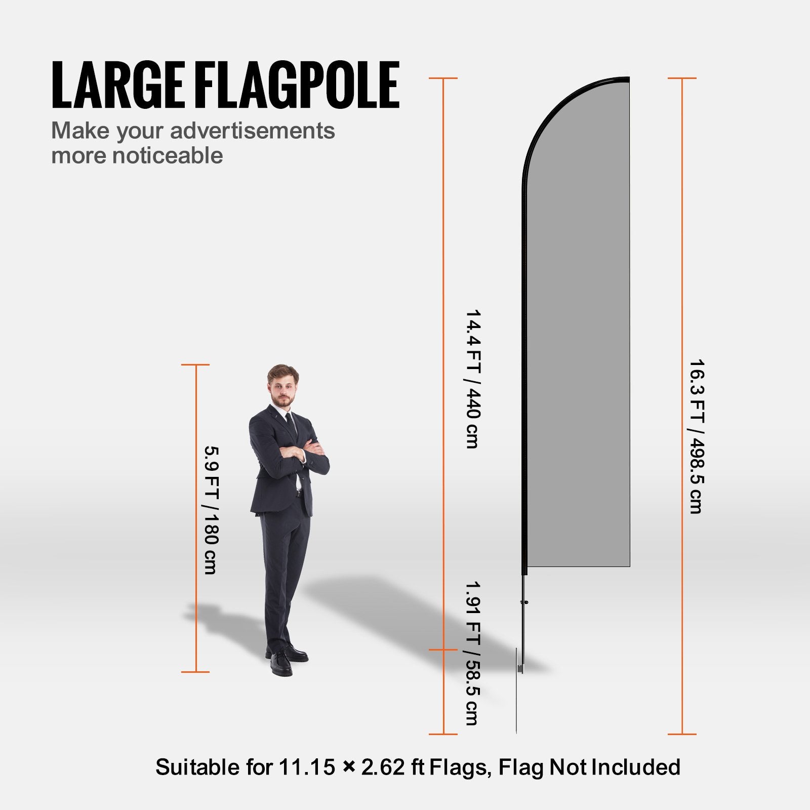 Reklaminės vėliavos stiebų rinkinys VEVOR FLB-4.5-3, 4,98 m