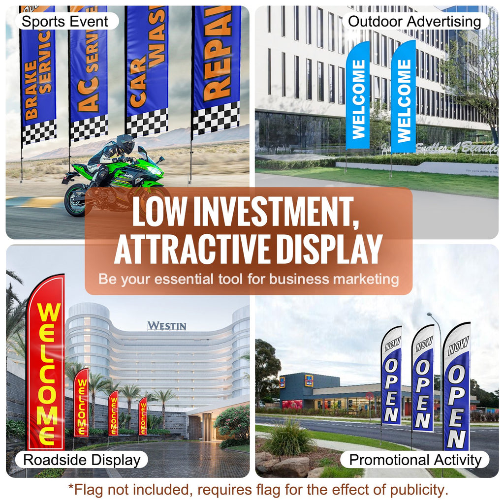 Reklaminės vėliavos stiebų rinkinys VEVOR FLB-4.5-4, 4 vnt., 4,98 m