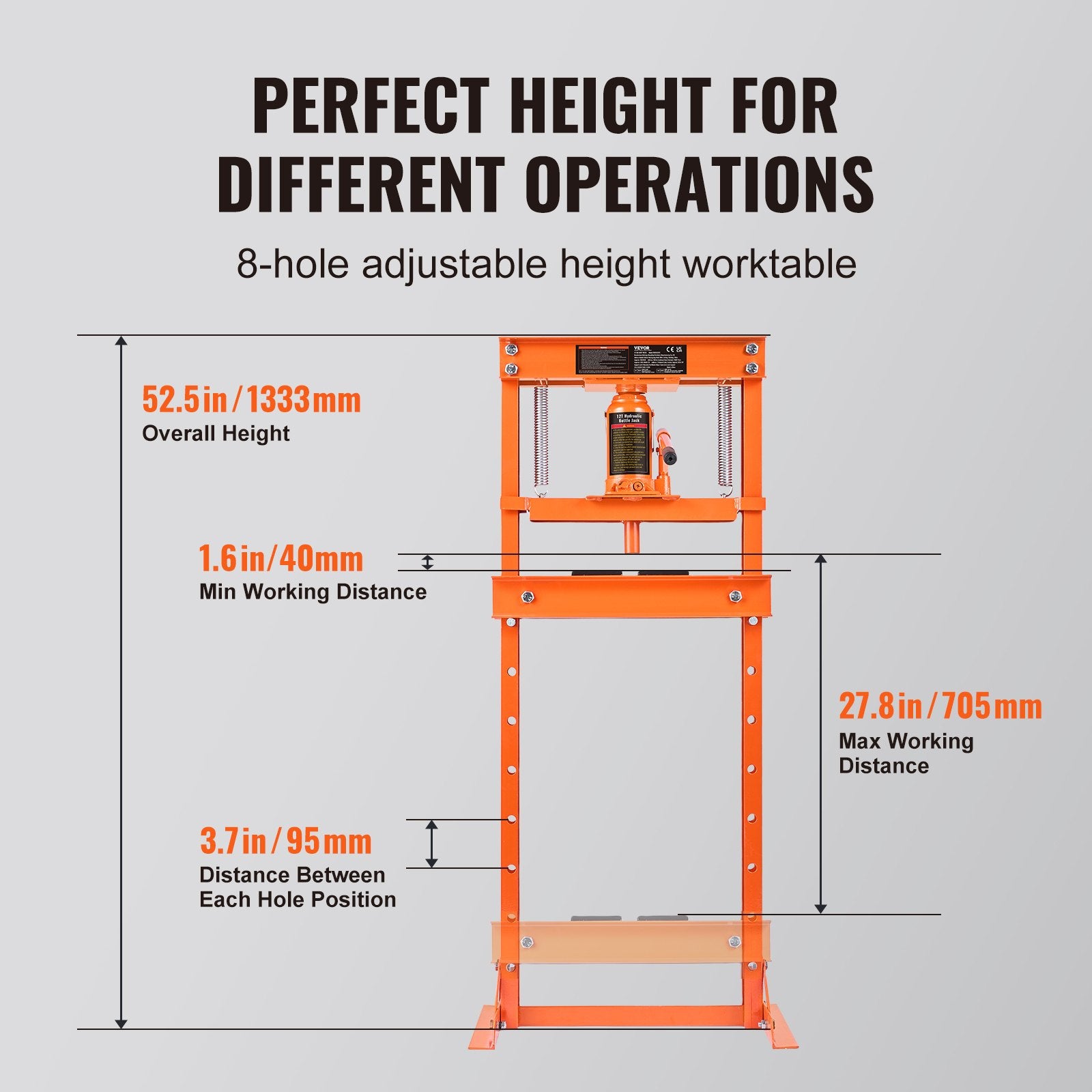 Hidraulinis presas VEVOR 12 Ton H-Frame, 12 tonų galia