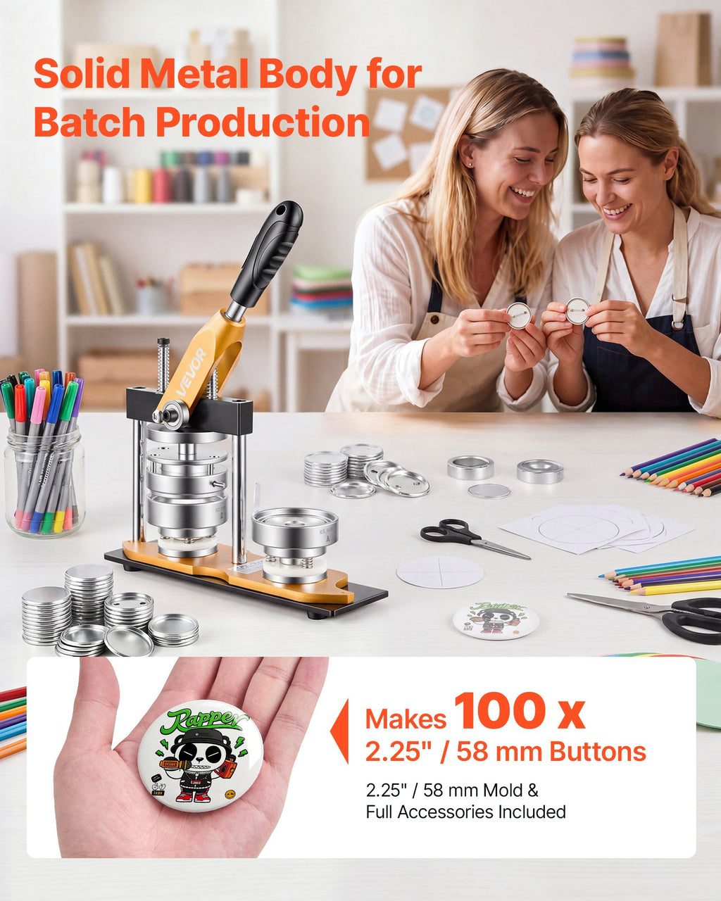 Ženkliukų gaminimo aparatas VEVOR BDMC-1, 58 mm
