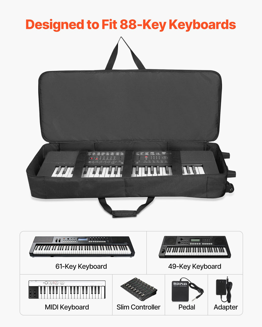 Klaviatūros dėklas VEVOR ZL-SND-0684, 88 klavišų instrumentams