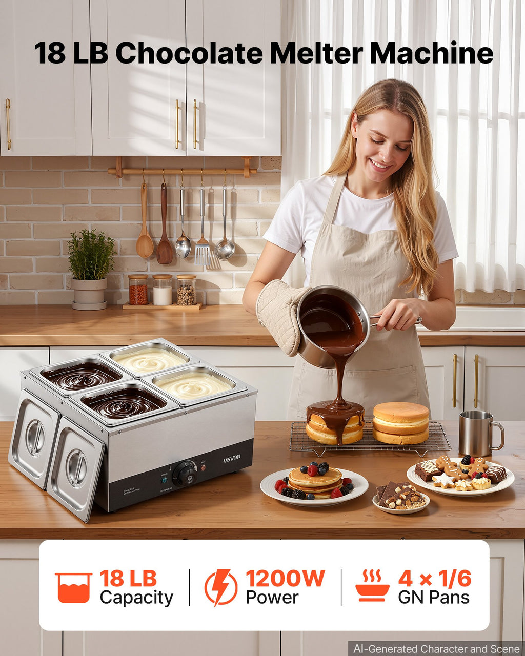 Šokolado lydymo aparatas VEVOR CS-4A, 1200 W