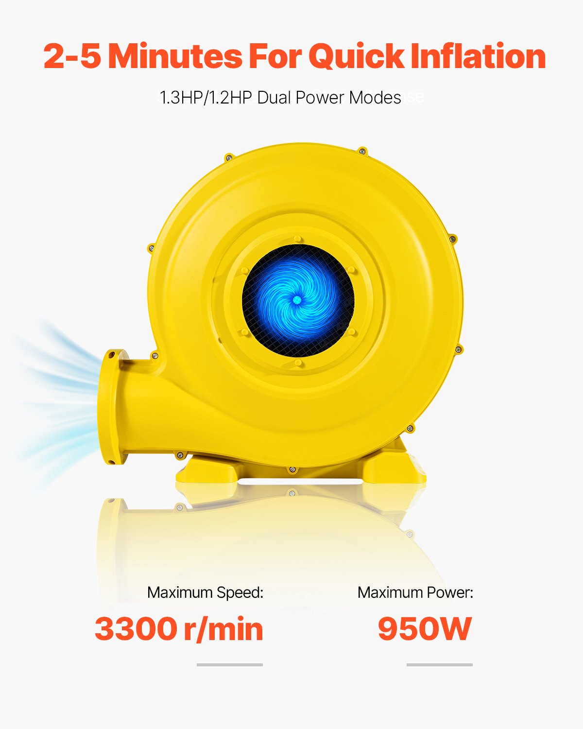 Oro pūstuvas pripučiamoms pramogoms VEVOR S-E9 MULTI, 950 W